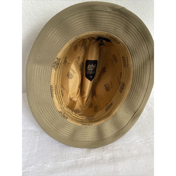 Vtg Stetson Fedora 1960s-Era Khaki Water Resistant Canvas Dick Tracy Hat 7 1/8 - Picture 7 of 11